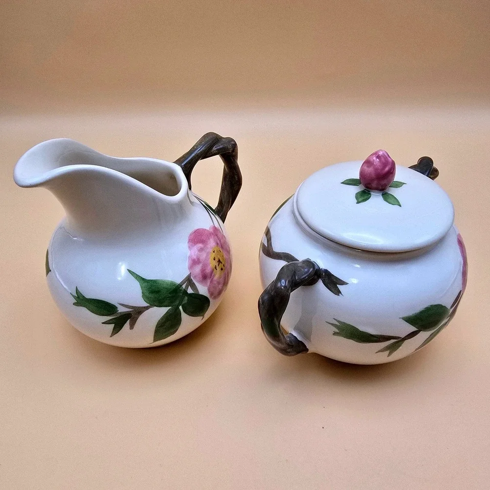 Franciscan Desert Rose Cream and Sugar Set Vintage Made in England Earthenware